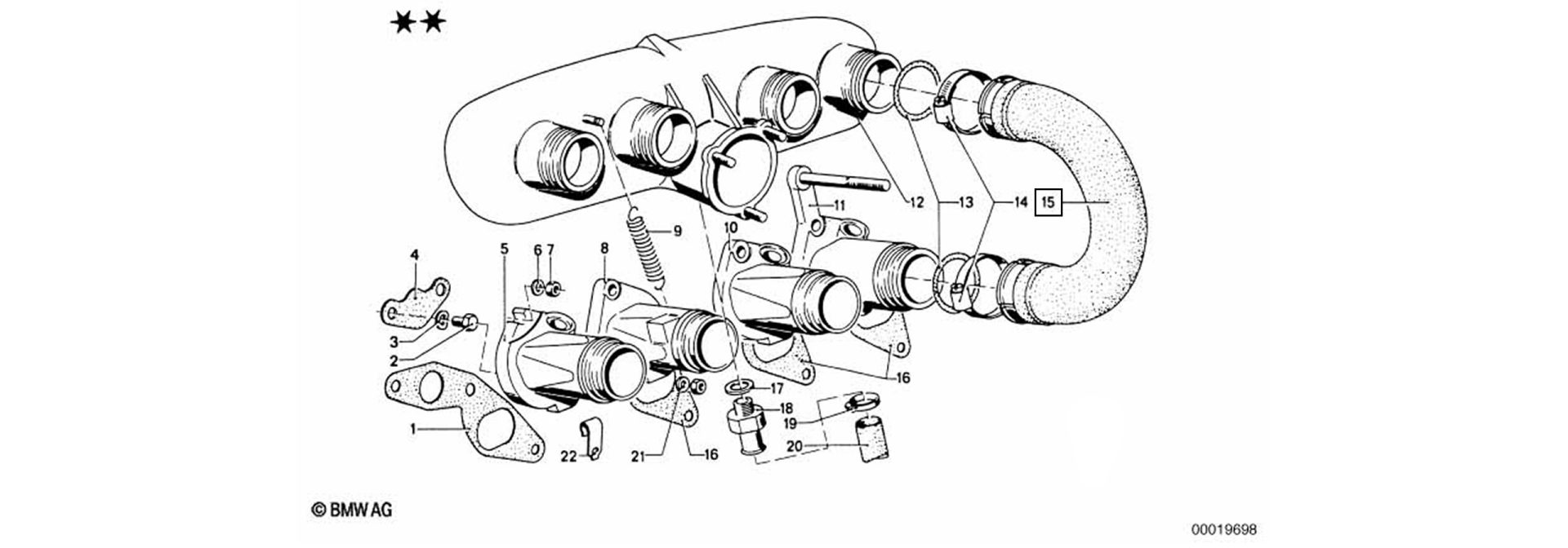 Intake tube exploded-view drawing