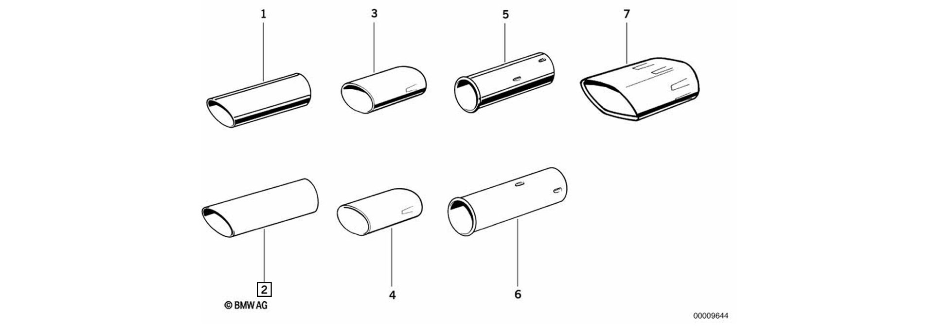 Tailpipe trim exploded-view drawing