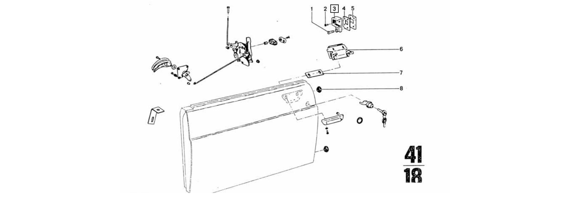 Latch striker exploded-view drawing