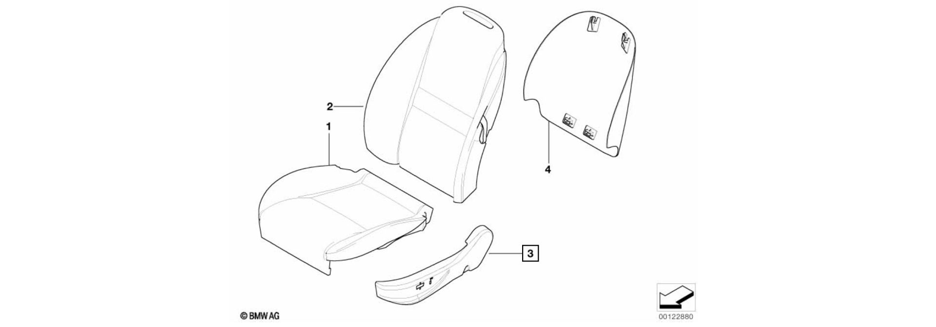 Seat trim exploded-view drawing