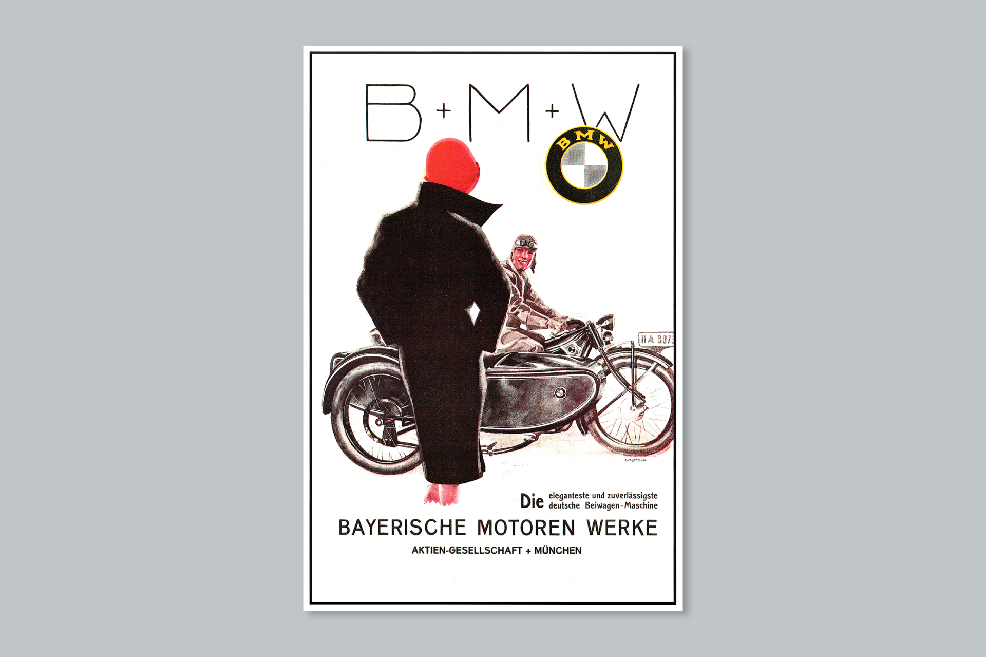 Historisches BMW Motorrad Werbeplakat von 1927