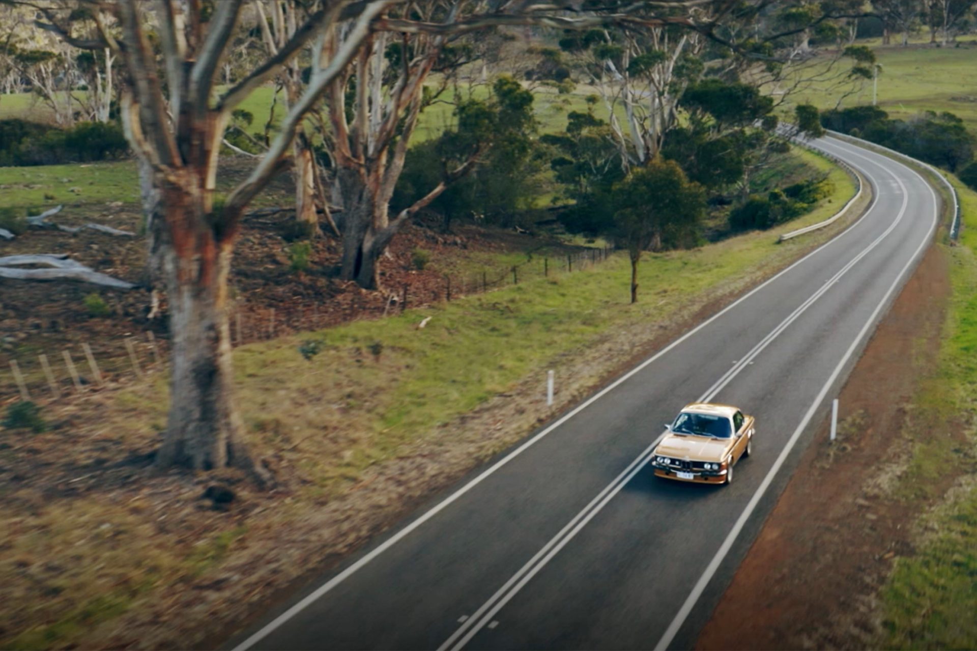 The car on a road, top view
