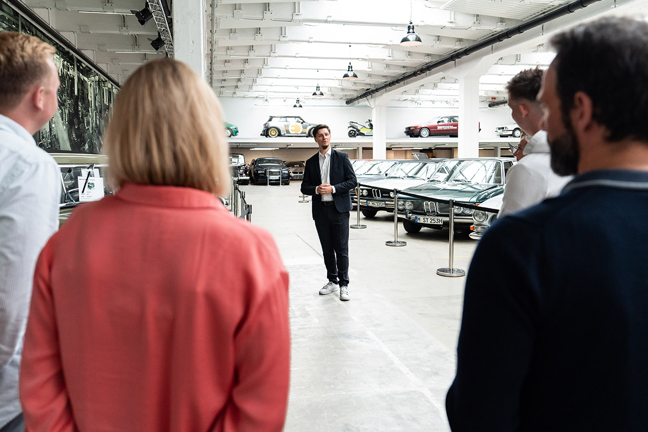 Guests at the exhibition on the premises of BMW Group Classic.