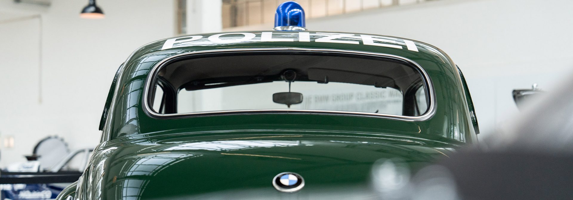 Rear view of a BMW Classic police model.