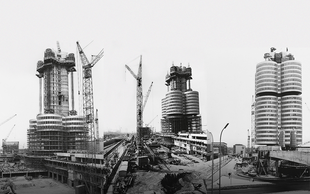 Construction of the BMW Tower and BMW Museum.