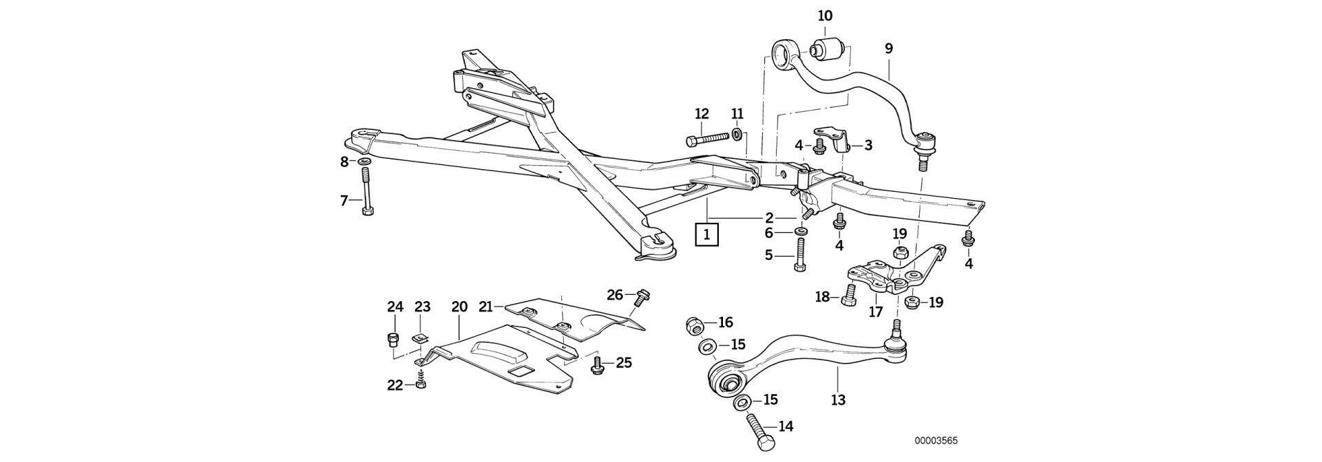 Cross reinforcement exploded-view drawing