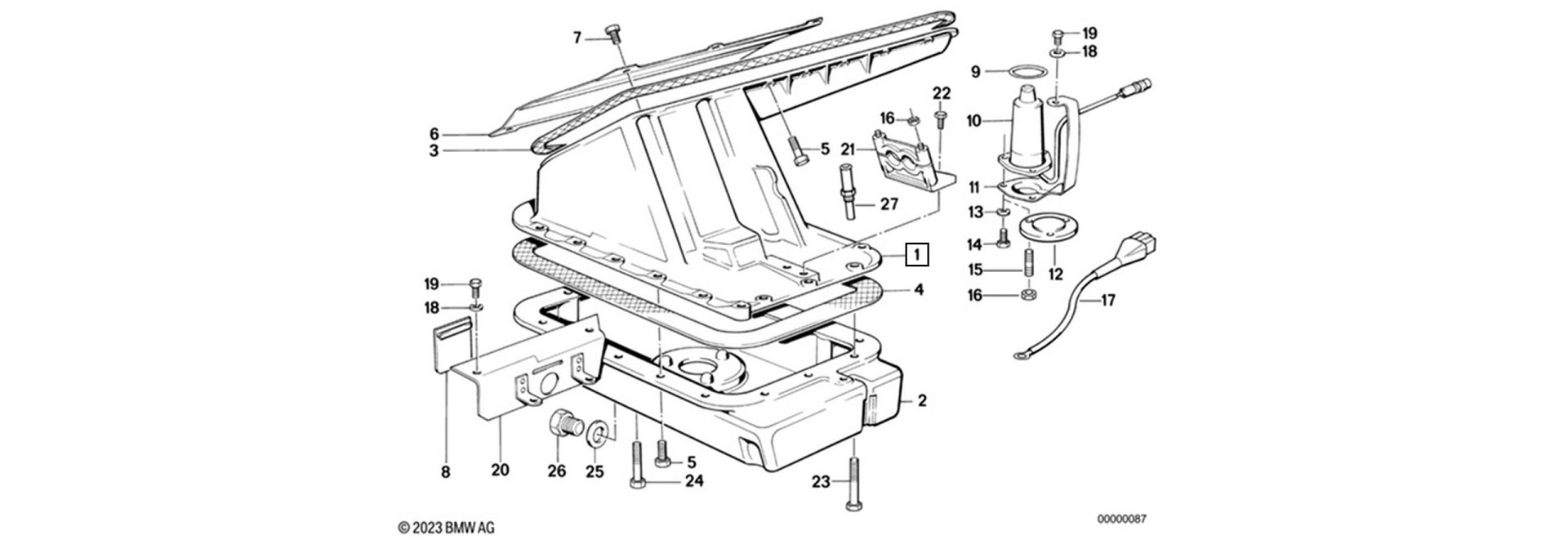 Oil pan upper part exploded-view drawing