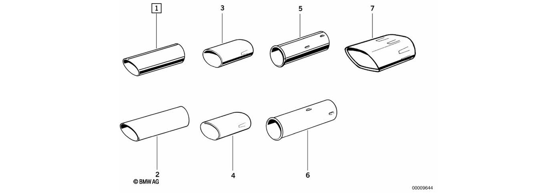 Tailpipe trim exploded-view drawing