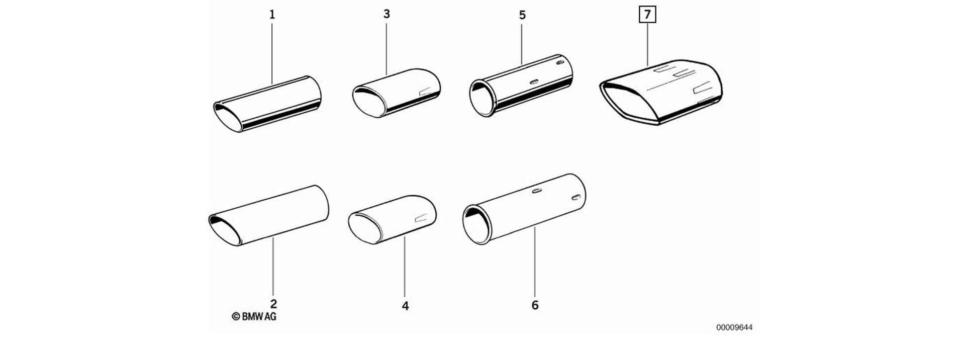 Tailpipe trim exploded-view drawing
