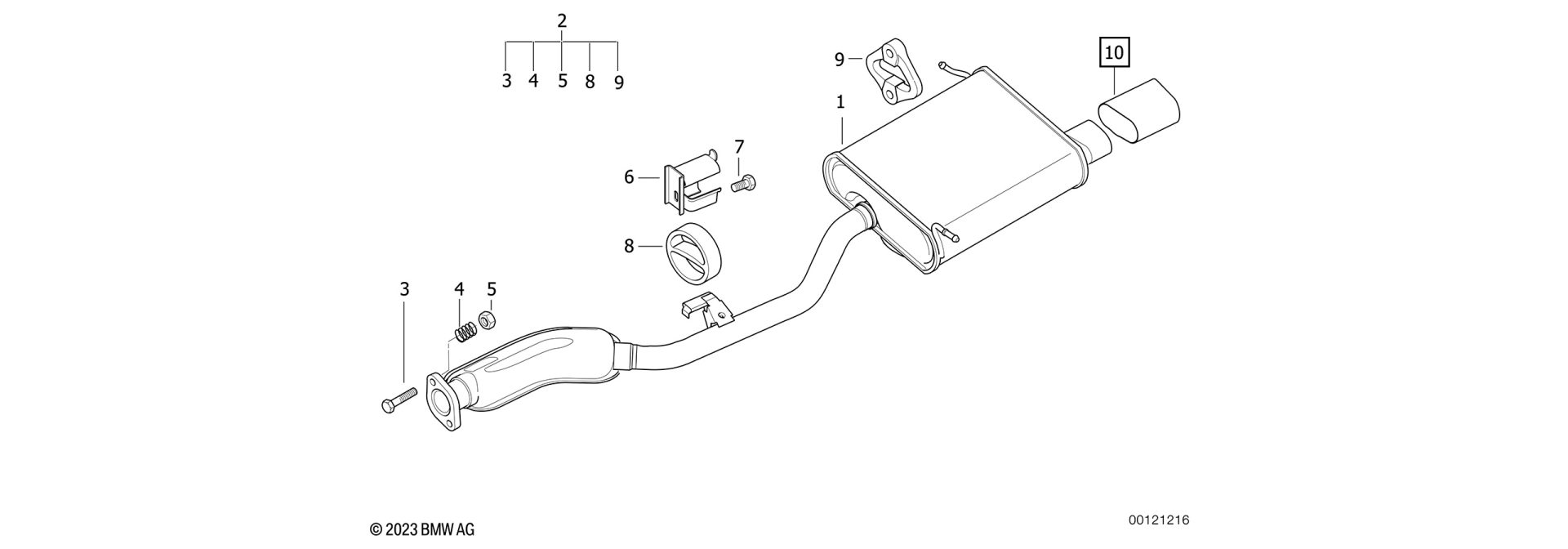 Tailpipe trim exploded-view drawing