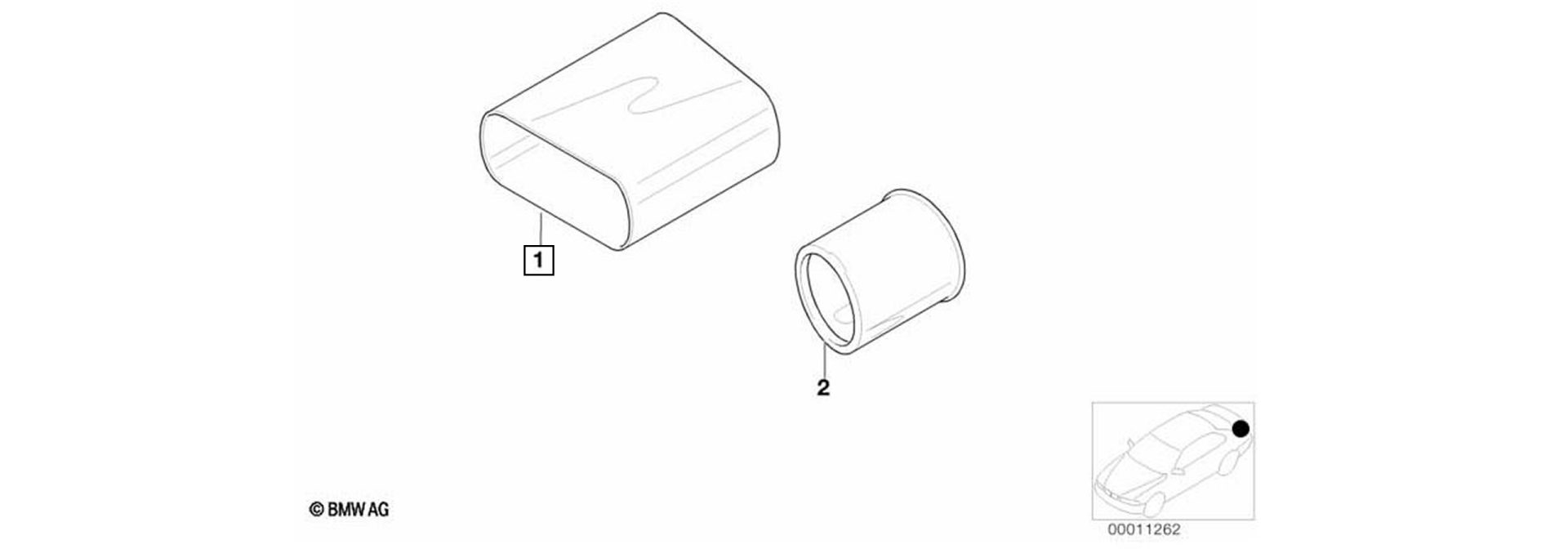Tailpipe trim exploded-view drawing