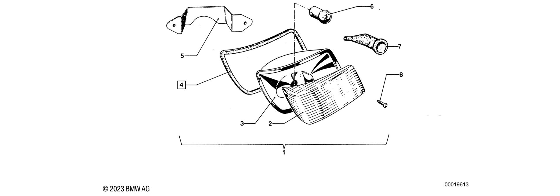 Turn indicator base exploded-view drawing
