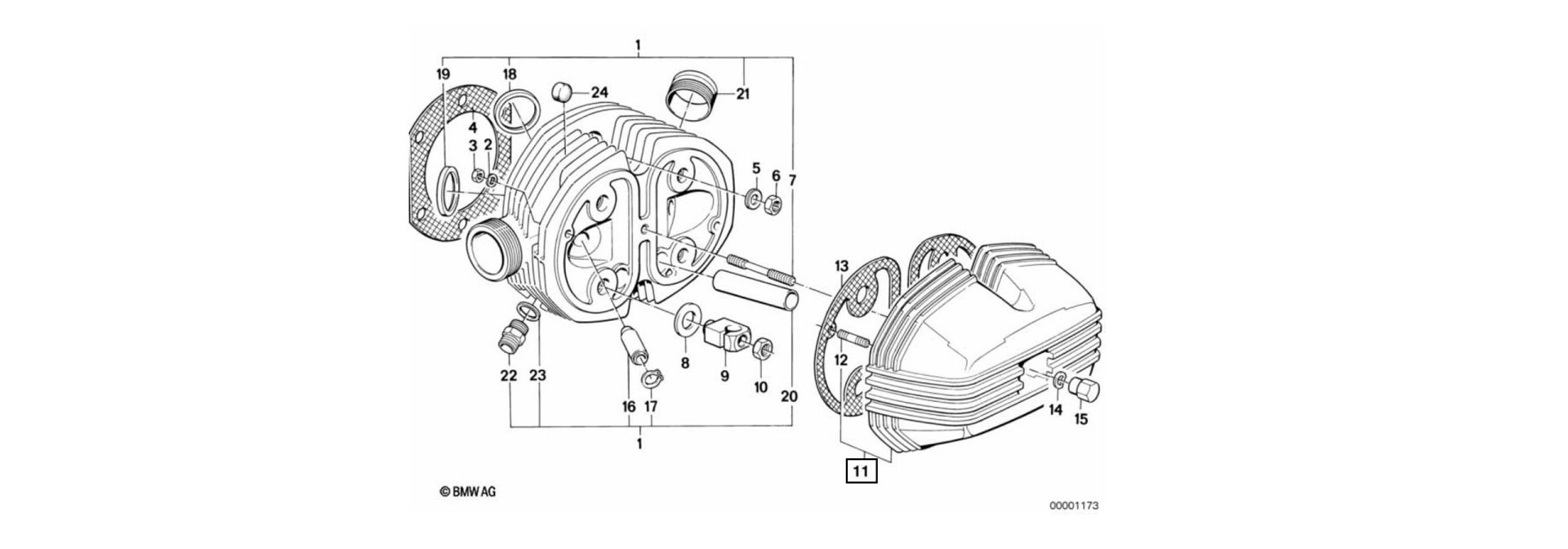 Zylinderkopfhauben links/rechts schwarz Explosionszeichnung