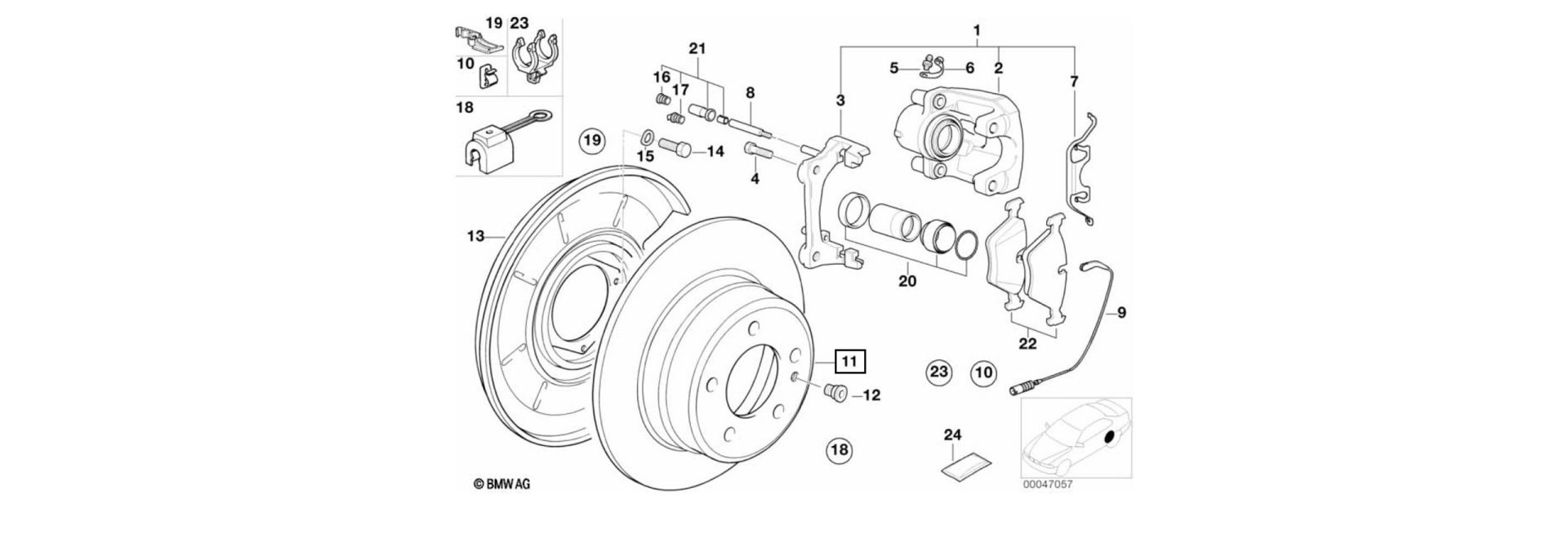 Exploded view drawing brake disk