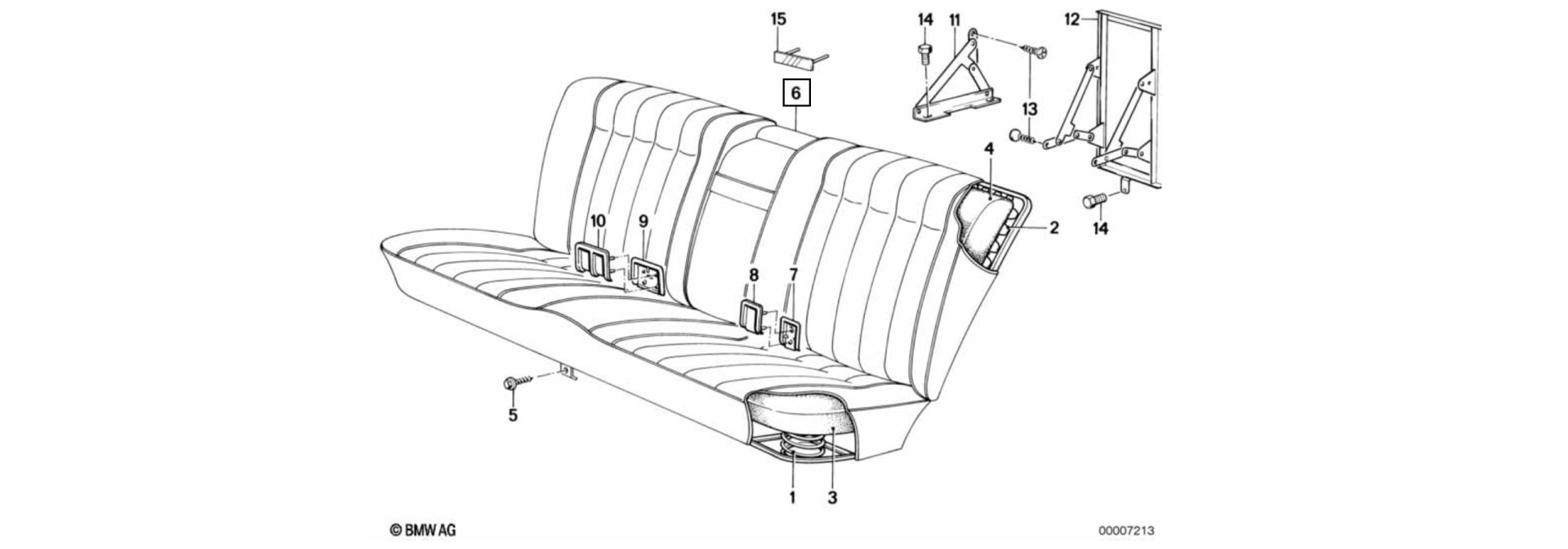 Exploded-view drawing clasp for backrest (rear, M-Technic)