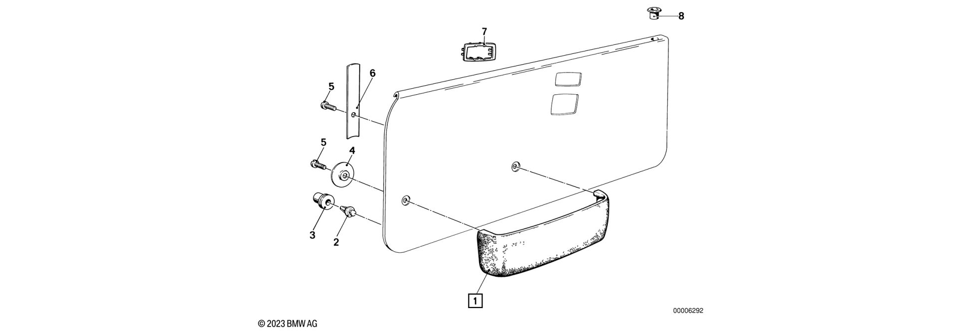 Exploded-view drawing door pocket