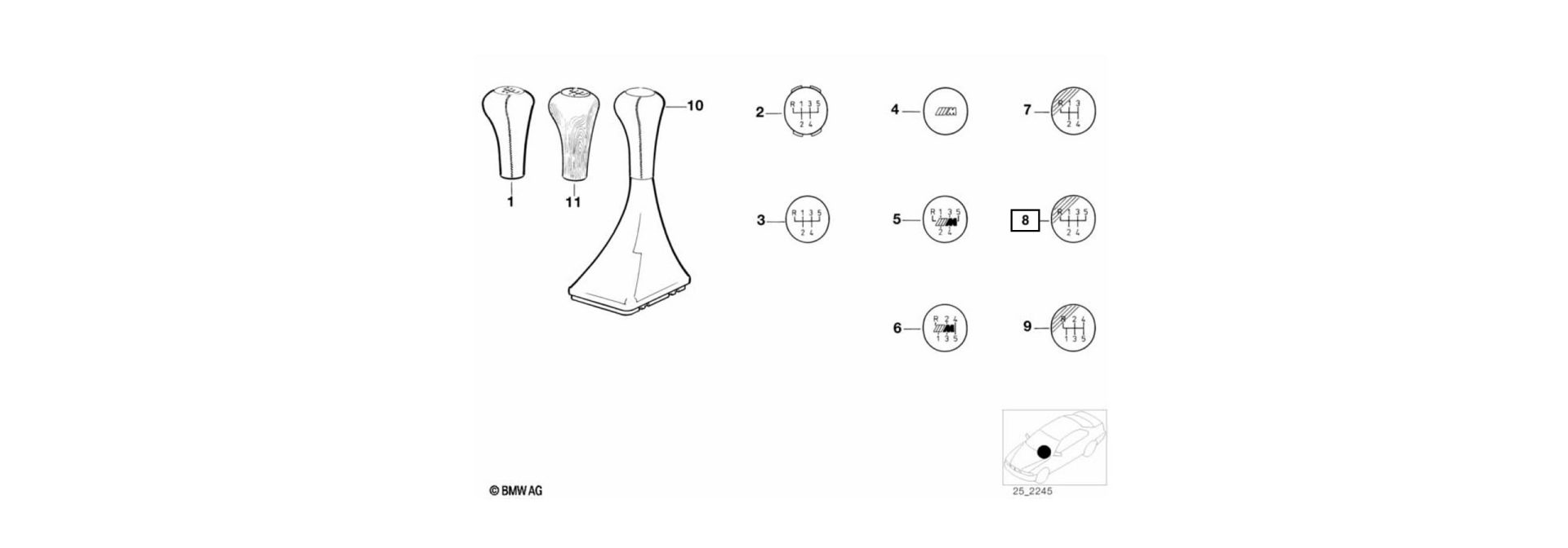 Exploded view drawing emblem adhered