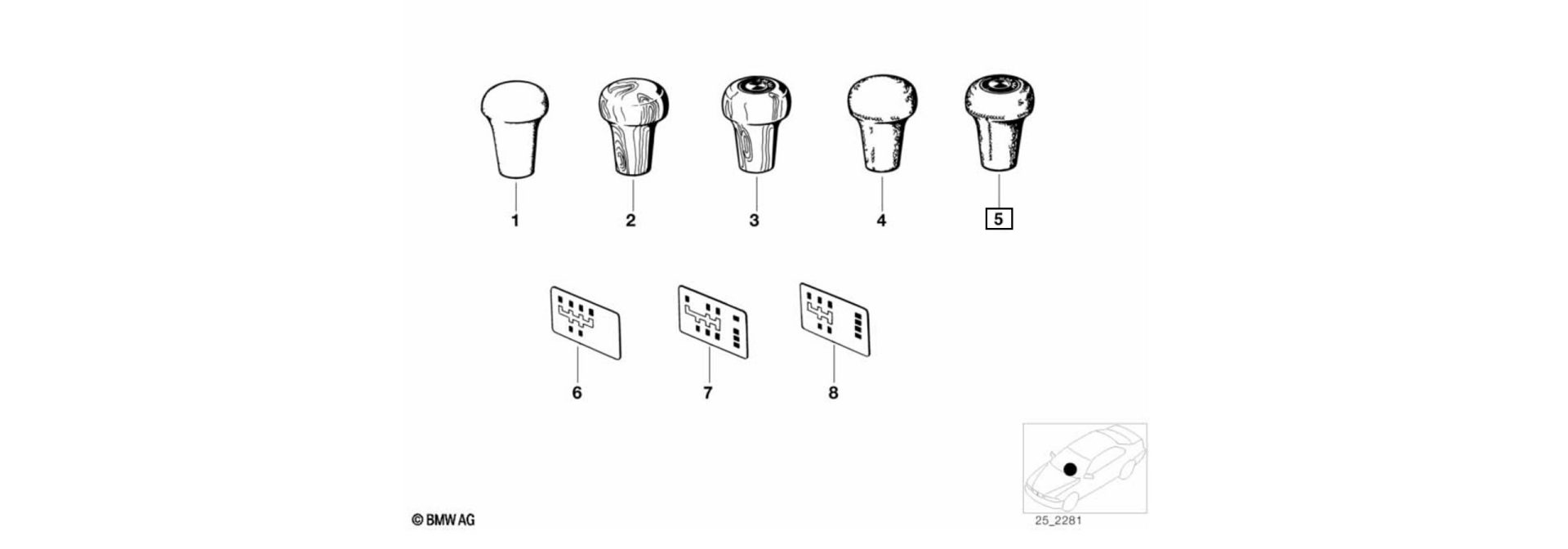 Exploded view drawing emblem adhered