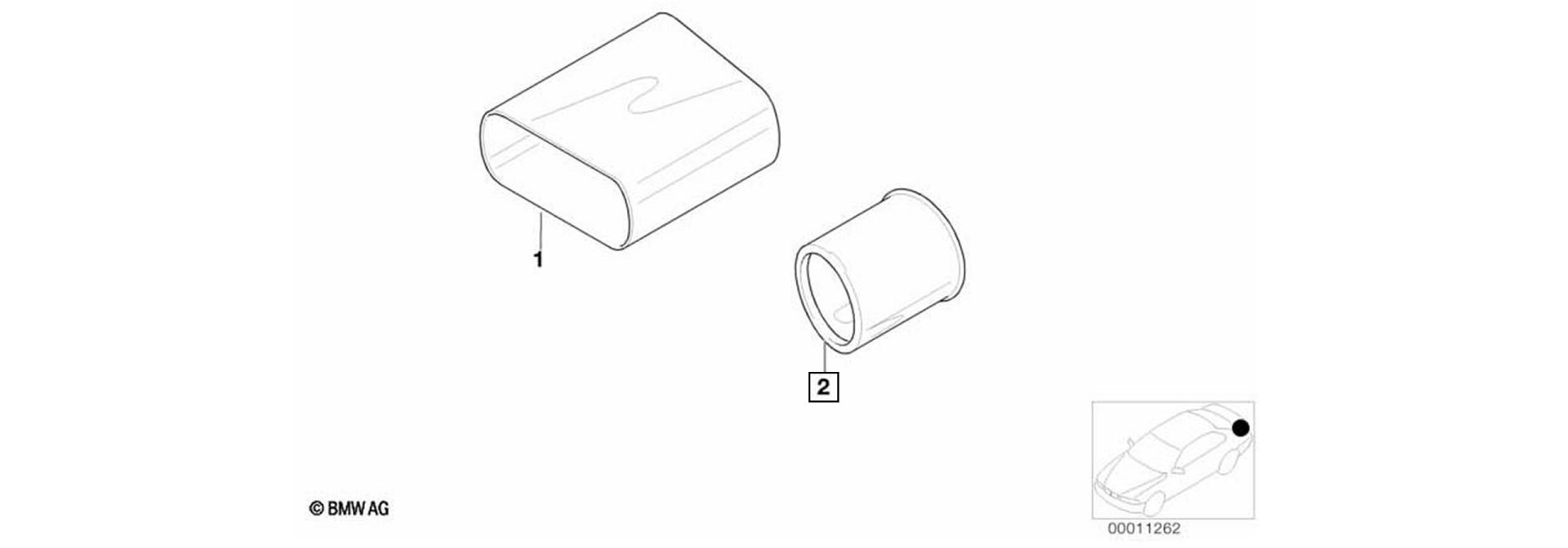 Exploded-view drawing tailpipe trim
