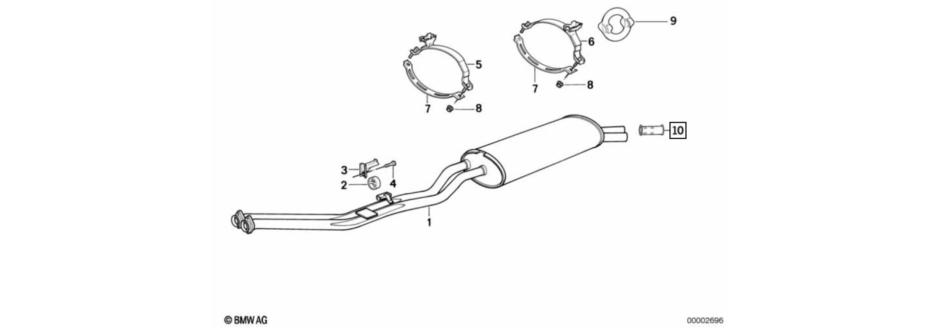 Exploded-view drawing tailpipe trim