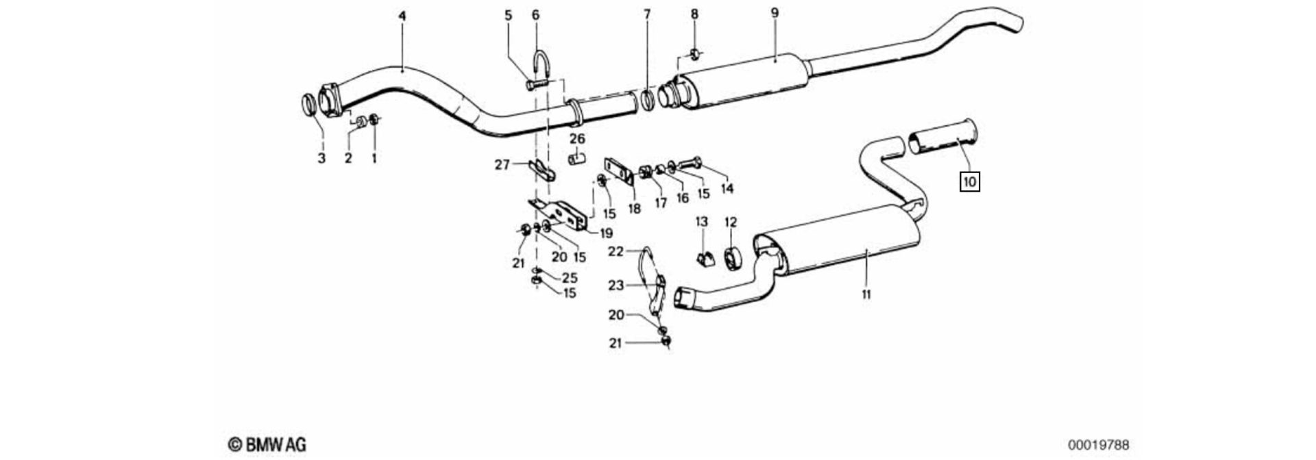 Exploded-view drawing tailpipe trim