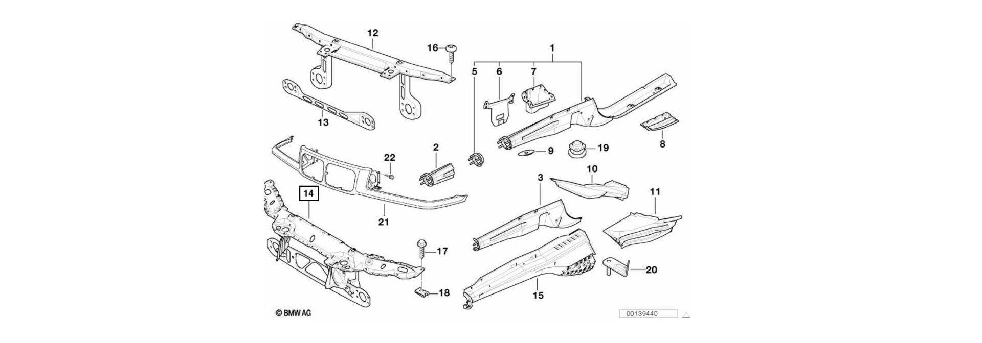 Exploded view drawing front panel