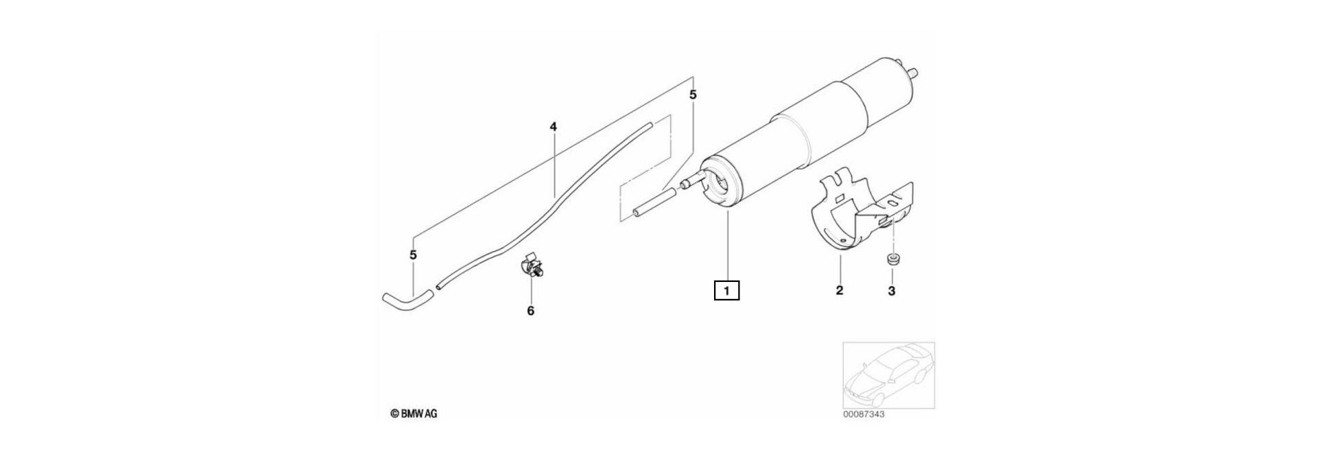 Exploded view drawing fuel filter with pressure regulator