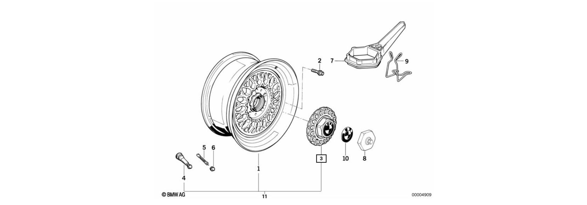 Exploded view drawing hub cap