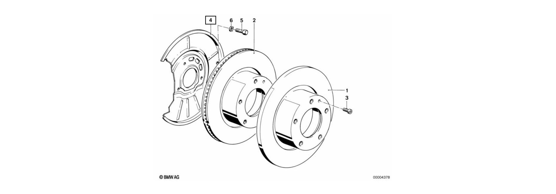 Exploded view drawing protection plate brake disc