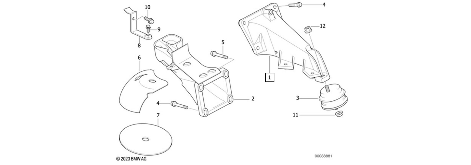 Exploded-view drawing supporting bracket left