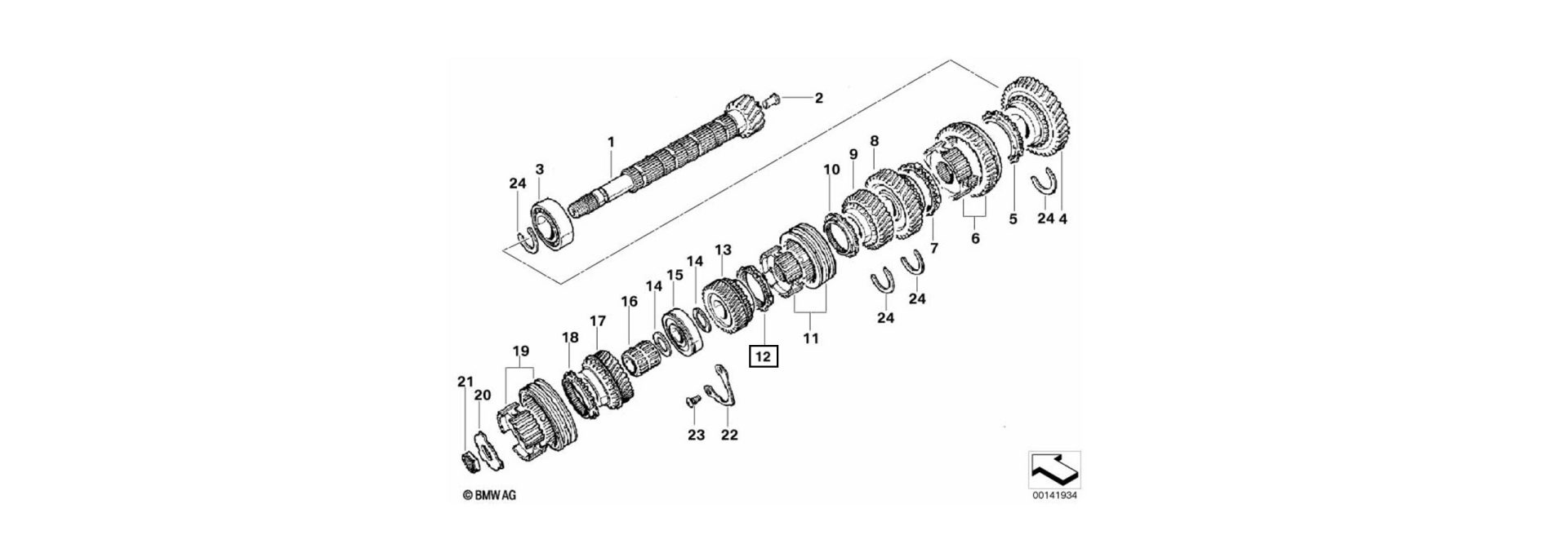 Exploded view drawing synchroniser ring