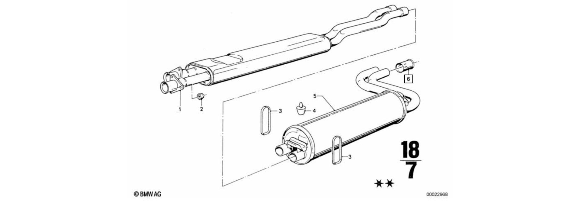 Exploded-view drawing tailpipe trim