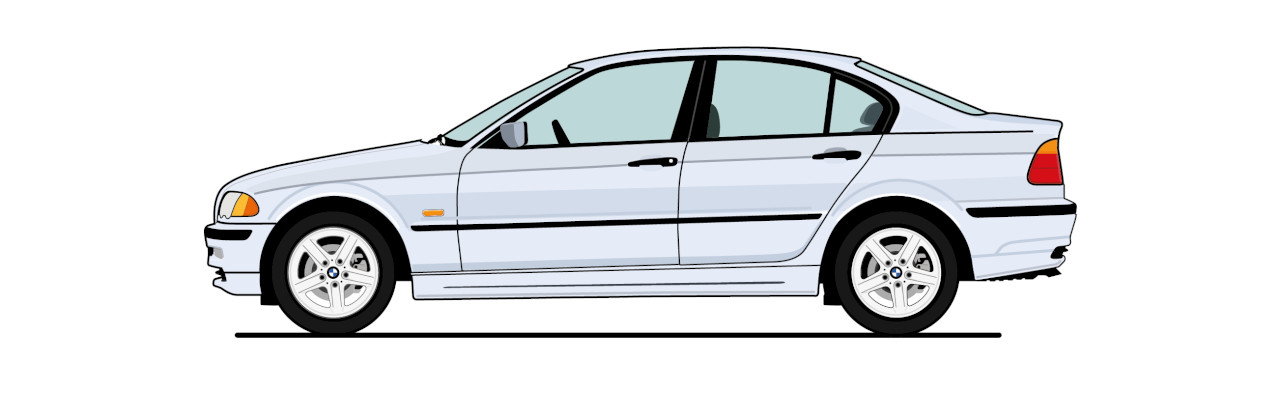 Illustrated side view od the 4th generation BMW 3 series (E46)