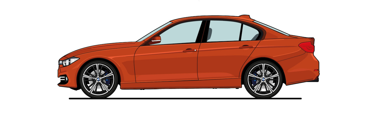 Illustration of the Side of the 6th generation BMW 3series in orange