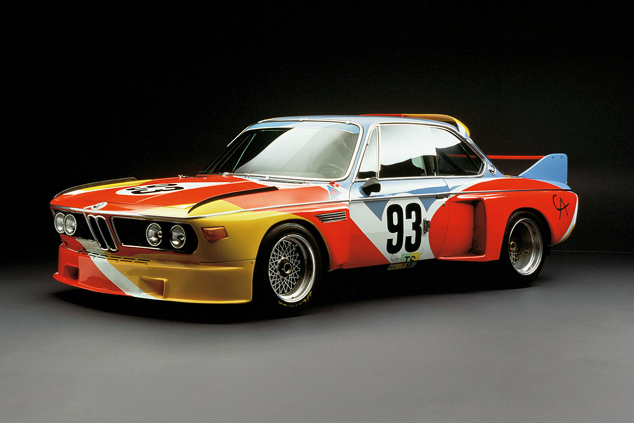 BMW 3.0 CSL Art Car patterned in yellow, red and blue