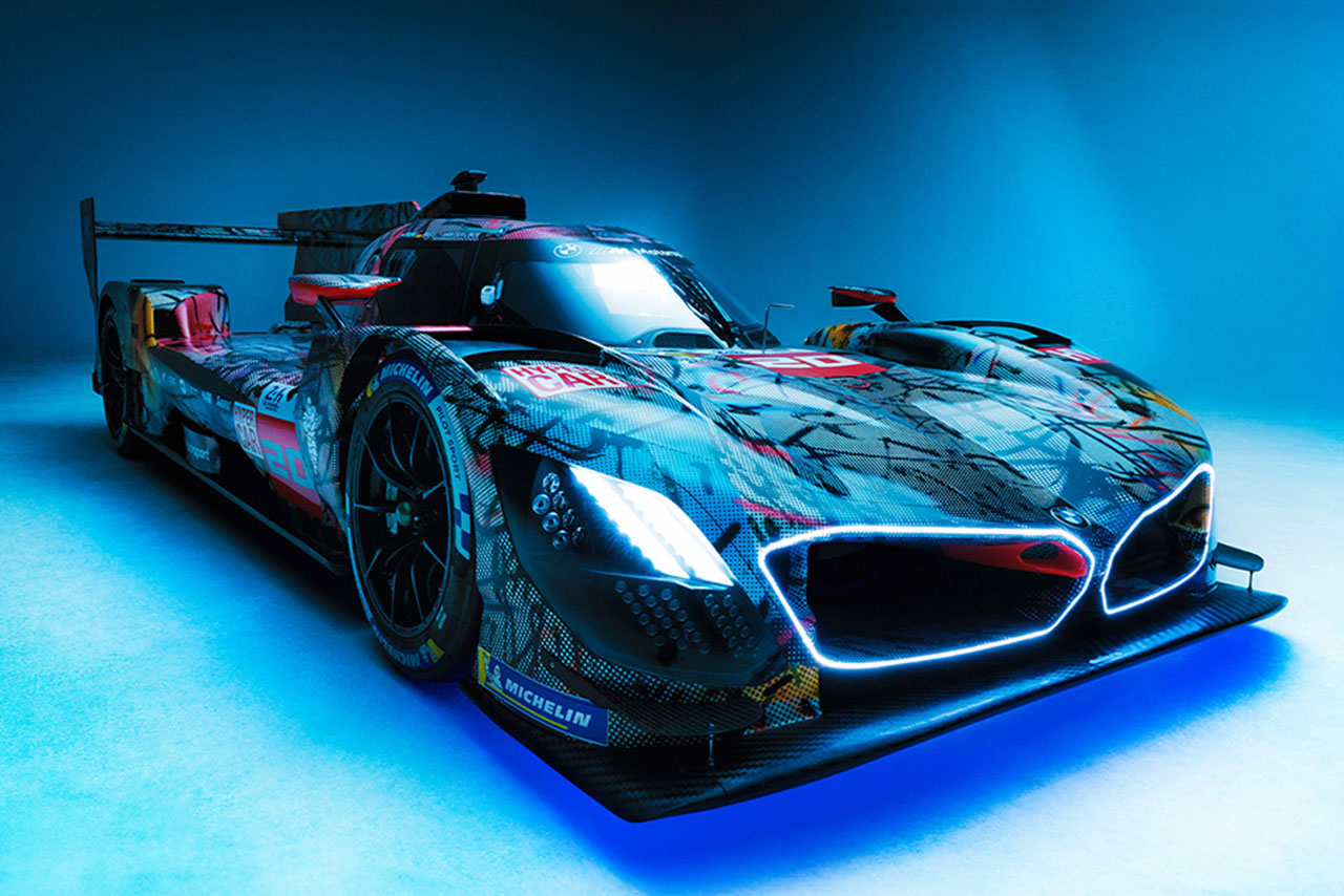 Art Cars #20 by Julie Mehretu – BMW M Hybrid with blue and red color on it.
